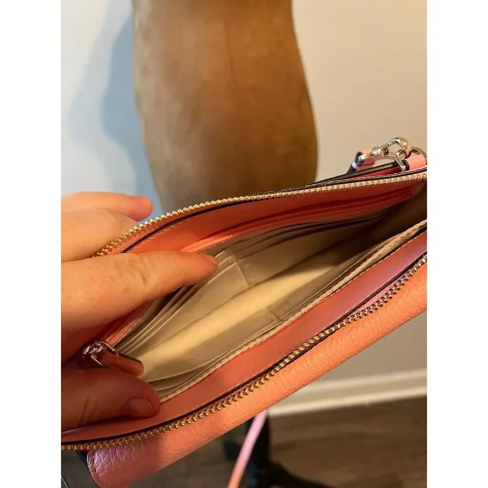 Kate Spade Leila Small Flap Crossbody Pebbled Leather in Peachy Rose $269